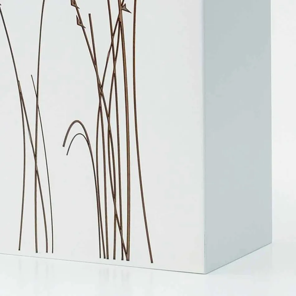 White Umbrella Stand in Decorated Wood Modern Rectangular Design - Filigrano Viadurini
