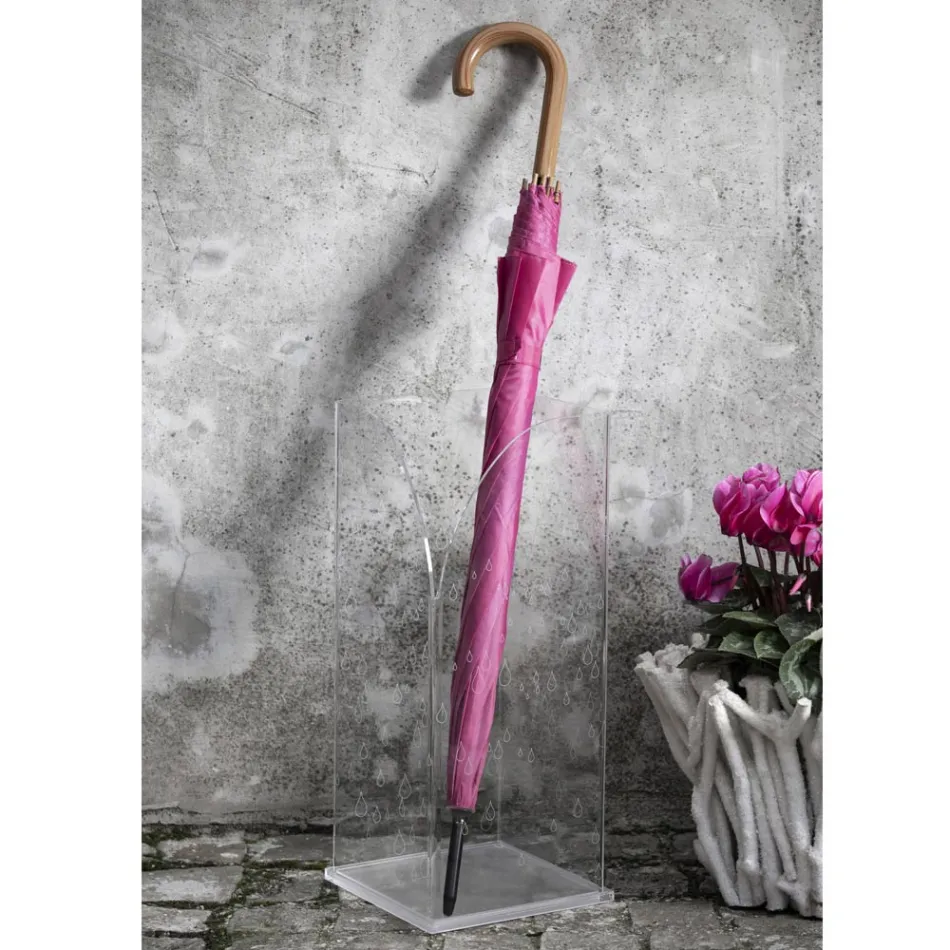 Umbrella Stand in Transparent Laser Decorated Acrylic Crystal - Versio Viadurini