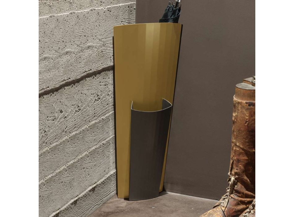 Umbrella stand in gold and bronze painted sheet metal Made in Italy - Azalea Viadurini