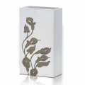 Umbrella Stand in White Wood Modern Design with Floral Decorations - Caracalla