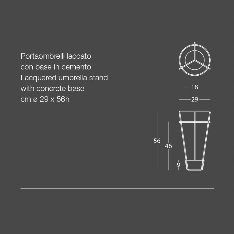 Umbrella Stand in Colored Metal and Concrete of Modern Italian Design - Rachid Viadurini