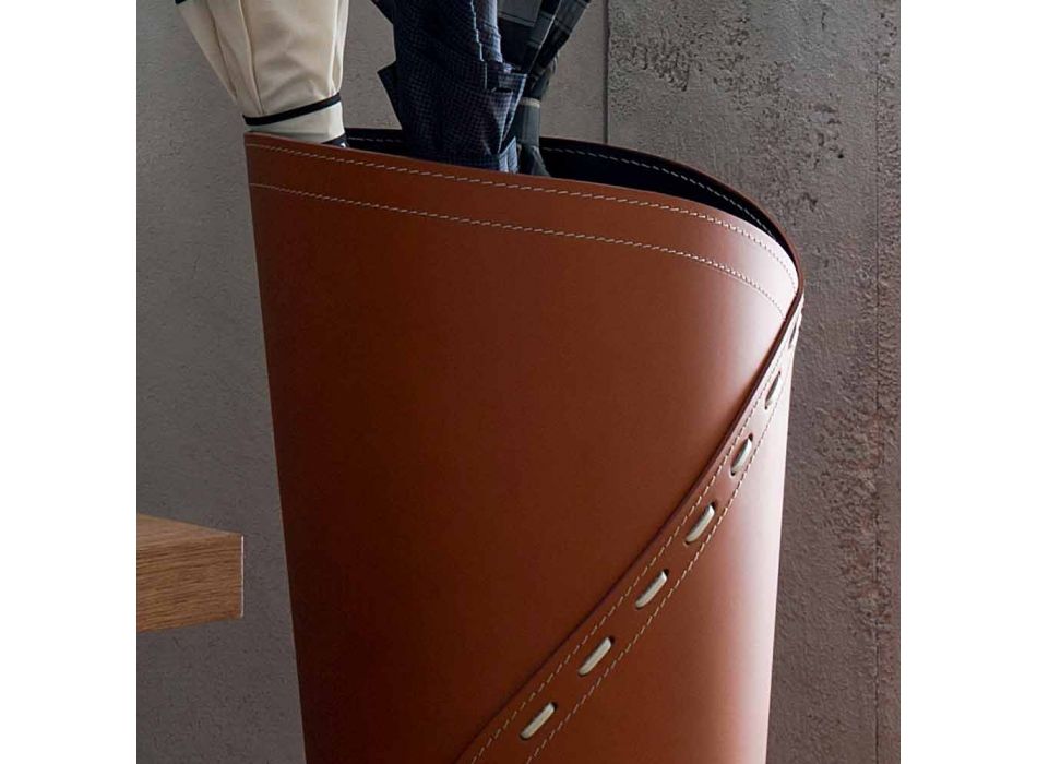 Modern umbrella stand in regenerated Katrina leather, made in Italy Viadurini
