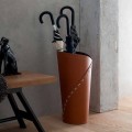 Modern umbrella stand in regenerated Katrina leather, made in Italy