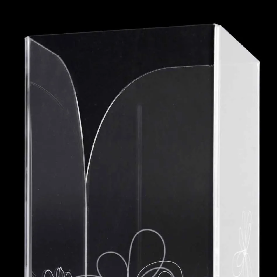 Transparent Plastic Umbrella Stand with Engraved Stylized Leaves - Florino Viadurini