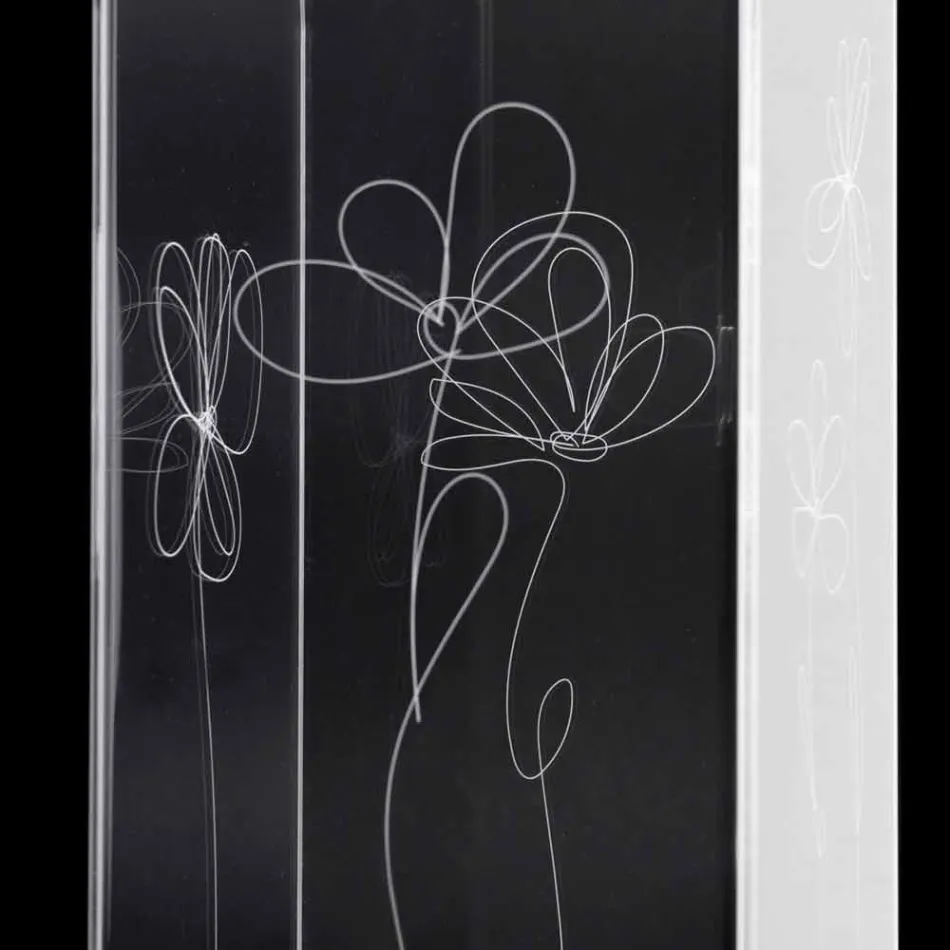 Transparent Plastic Umbrella Stand with Engraved Stylized Leaves - Florino Viadurini