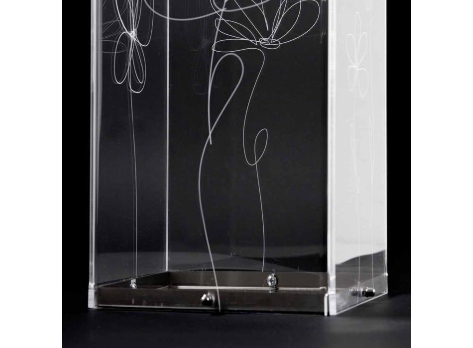 Transparent Plastic Umbrella Stand with Engraved Stylized Leaves - Florino Viadurini