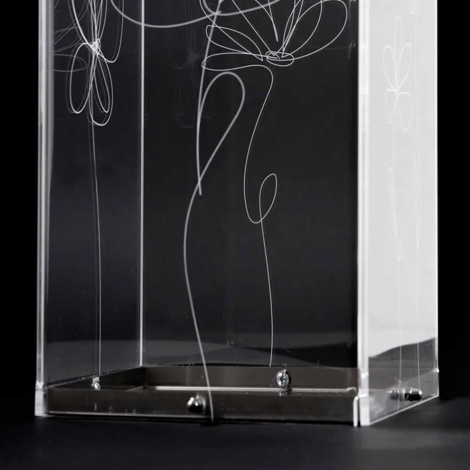 Transparent Plastic Umbrella Stand with Engraved Stylized Leaves - Florino Viadurini