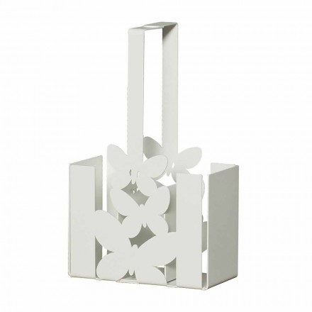 Modern Table Cutlery Holder in White, Beige or Ivory Iron Made Italy - Laida Viadurini