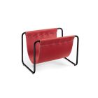 Leather Magazine Rack with Black Steel Structure Made in Italy - Fireplace Viadurini