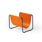 Leather Magazine Rack with Black Steel Structure Made in Italy - Fireplace Viadurini
