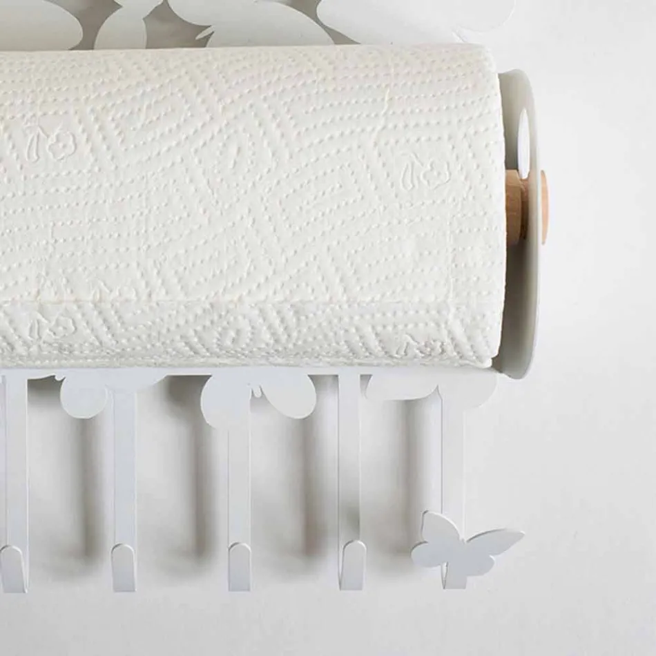 Wall Roll Holder in White or Beige Iron Made in Italy - Leiden Viadurini