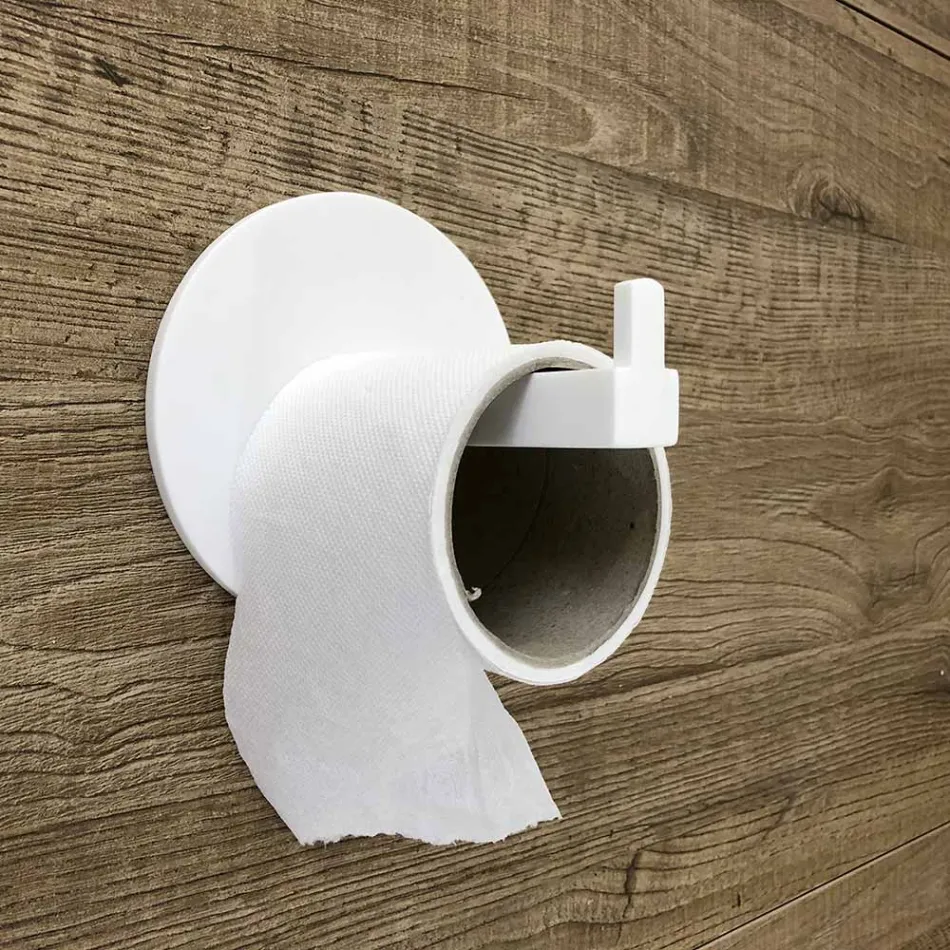 Toilet Roll Holder in White Corian or with Black Insert, Made in Italy - Elono Viadurini