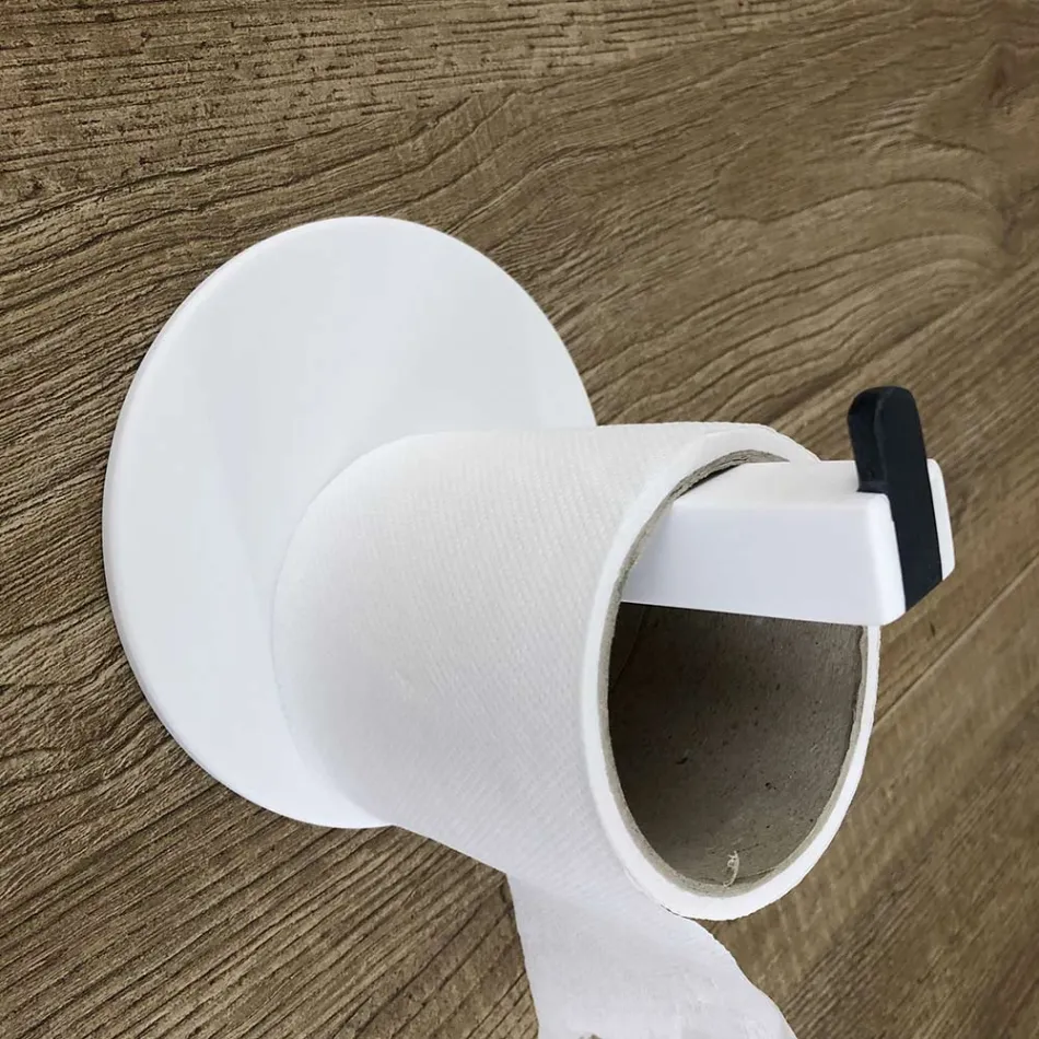 Toilet Roll Holder in White Corian or with Black Insert, Made in Italy - Elono Viadurini