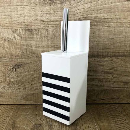 Toilet Brush Holder in White Corian or with Black Insert Made in Italy - Elono Viadurini