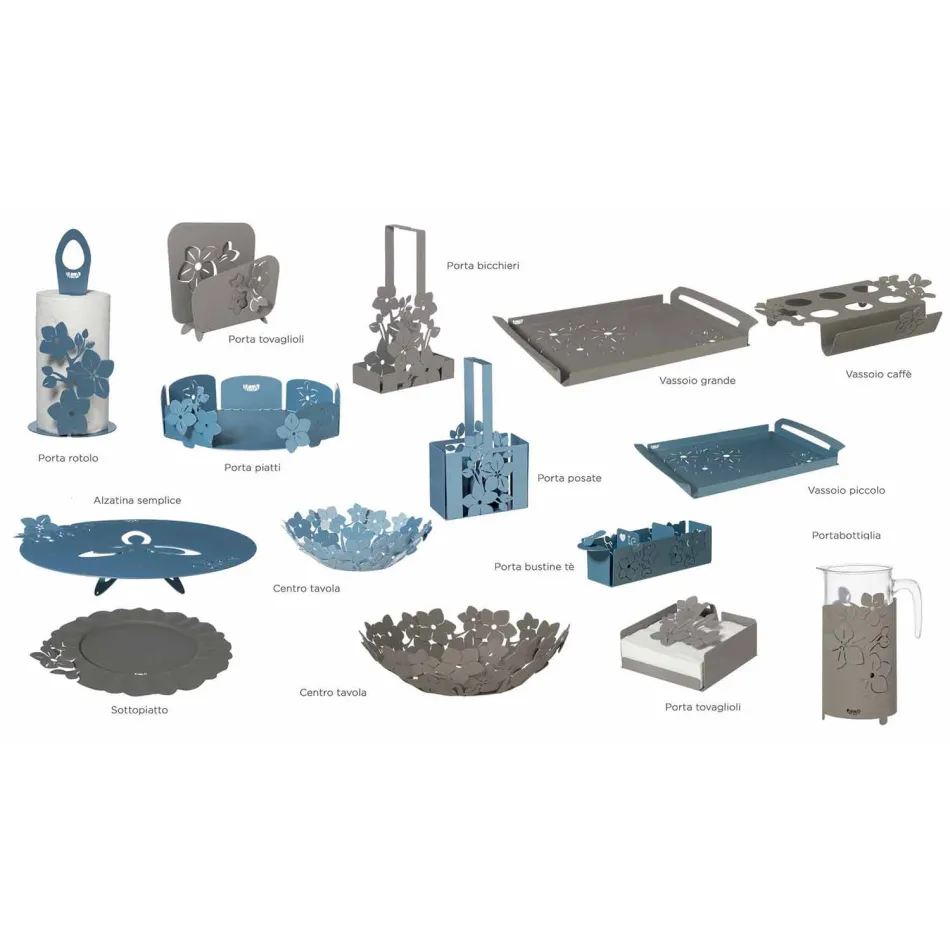 Modern Floral Napkin Holder in Precious Iron Made in Italy - Marken Viadurini