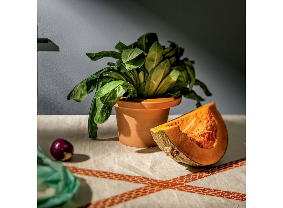 Vase Holder in Terracotta and Glazed Ceramic Made in Italy - Phoebe Viadurini