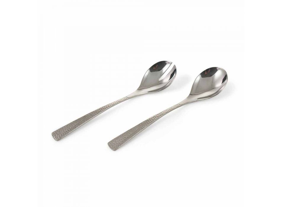 Serving Cutlery in Steel Elegant Design Service 2 Pieces - Rockpos1 Viadurini