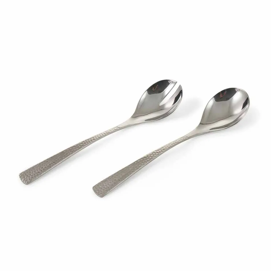 Serving Cutlery in Steel Elegant Design Service 2 Pieces - Rockpos1 Viadurini