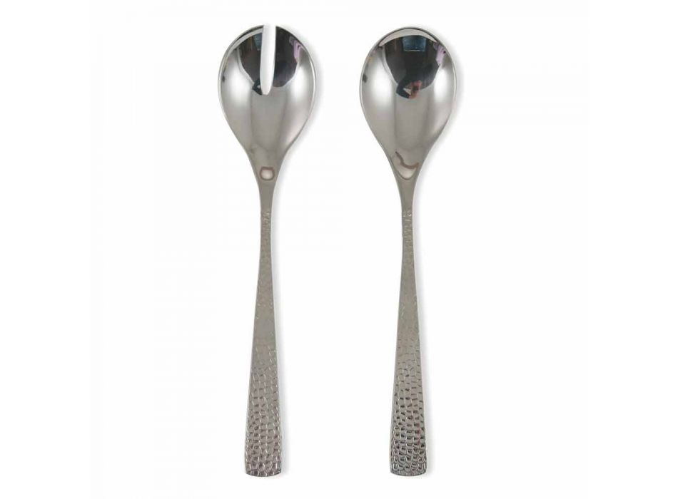Serving Cutlery in Steel Elegant Design Service 2 Pieces - Rockpos1 Viadurini