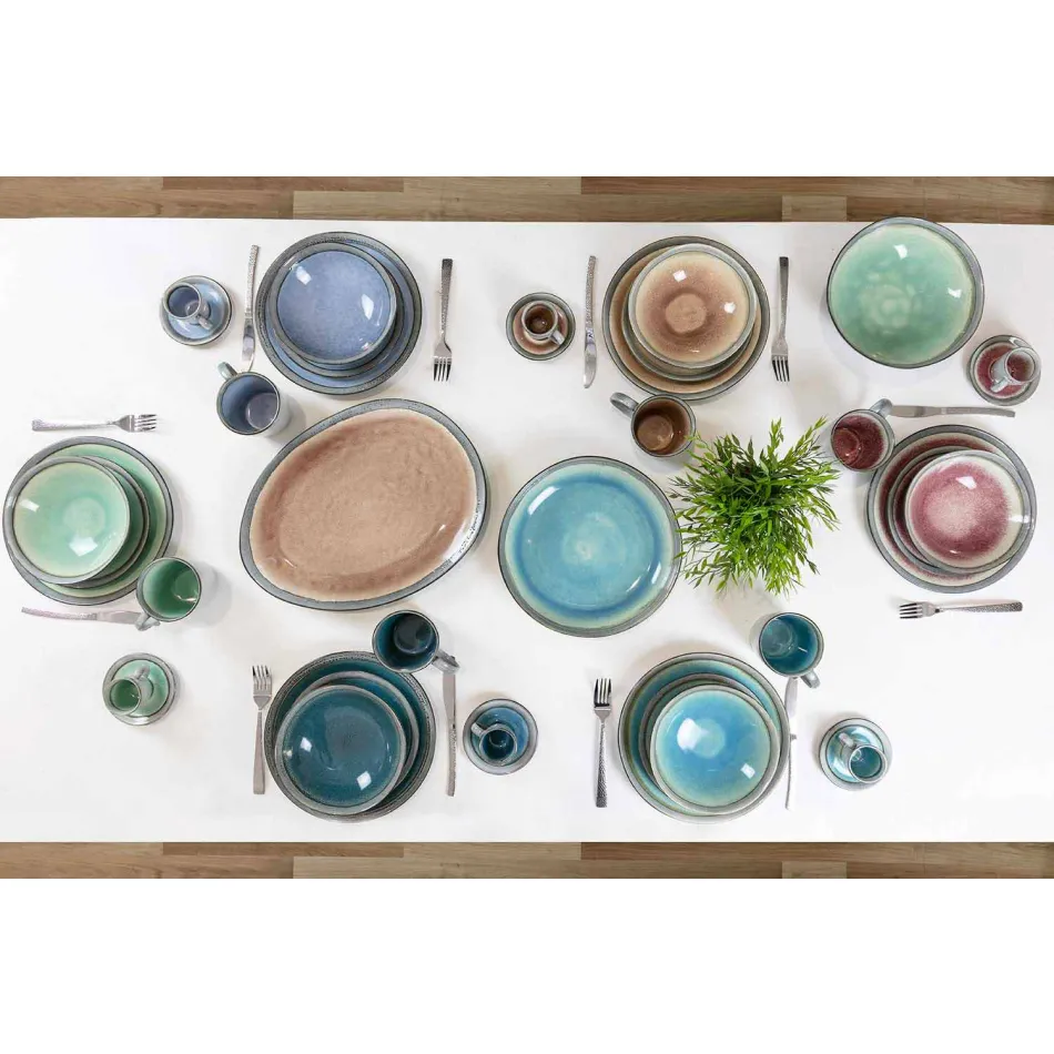 Design 24-piece cutlery set in tortoise effect steel - Rock Viadurini