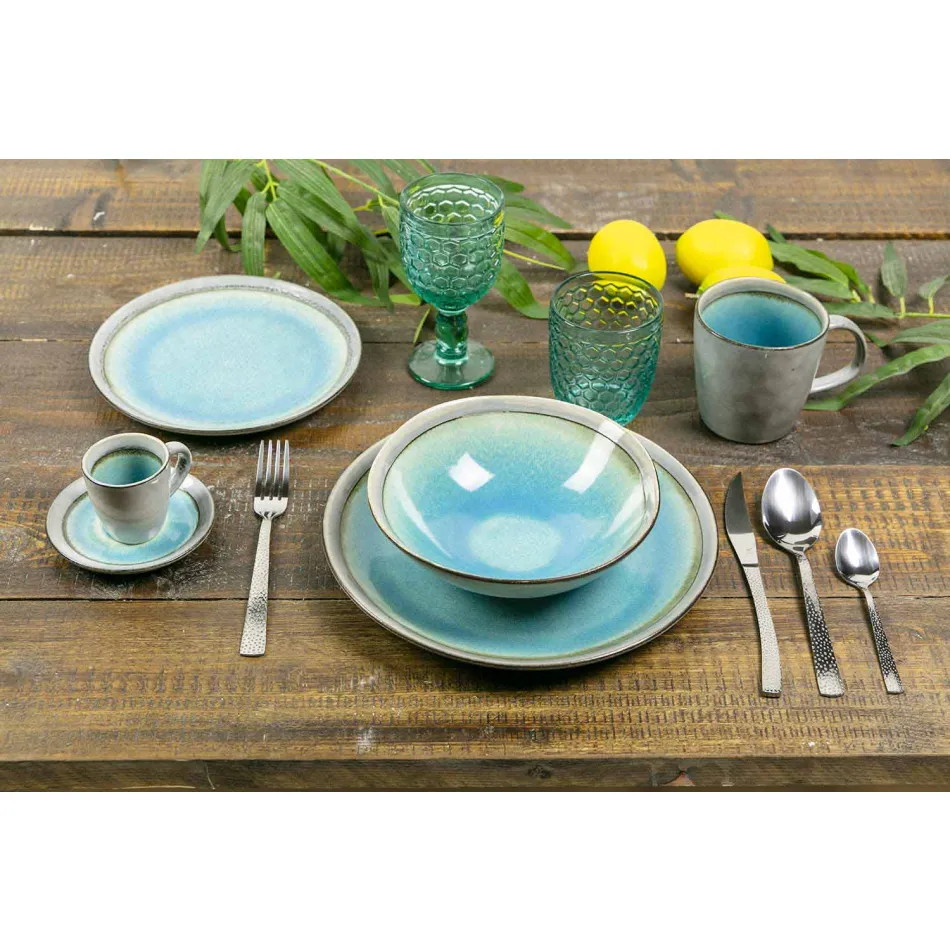 Design 24-piece cutlery set in tortoise effect steel - Rock Viadurini