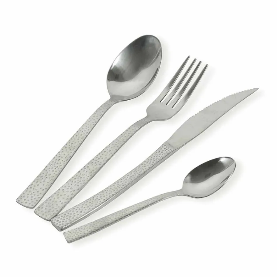 24 Piece Designer Serving Cutlery in Tortoiseshell Effect Steel - Rockpos Viadurini