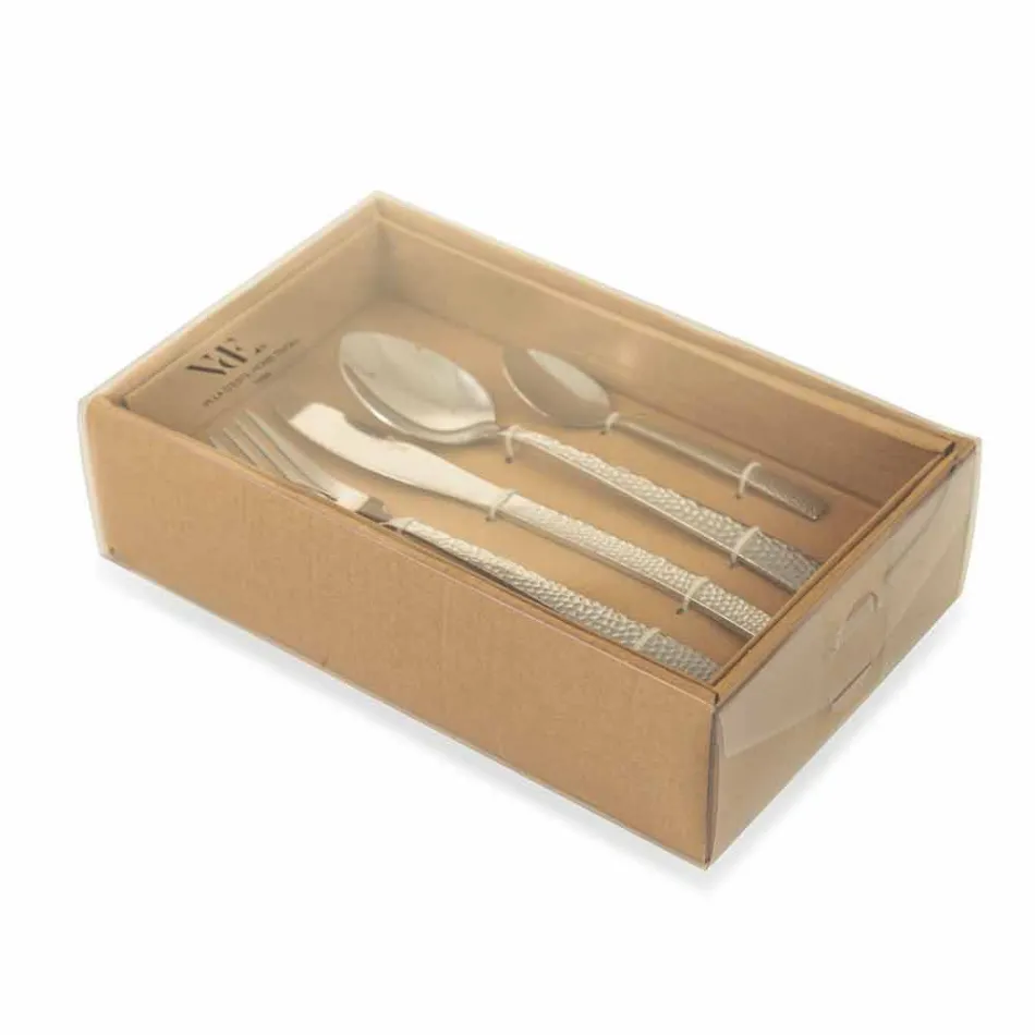 24 Piece Designer Serving Cutlery in Tortoiseshell Effect Steel - Rockpos Viadurini