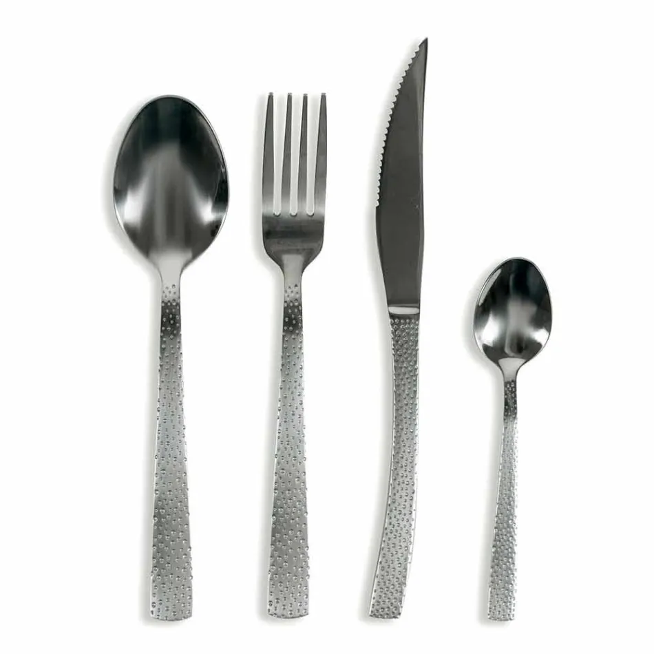 24 Piece Designer Serving Cutlery in Tortoiseshell Effect Steel - Rockpos Viadurini