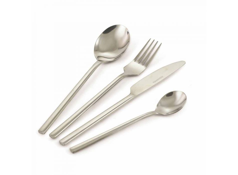 Serving Cutlery in Design Steel 24 Pieces Modern Complete - Calamopos Viadurini