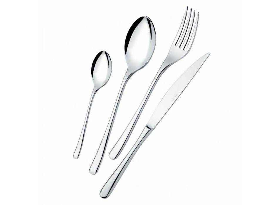 Modern Luxury Design Polished Stainless Steel Table Cutlery 24 Pieces - Bijou Viadurini