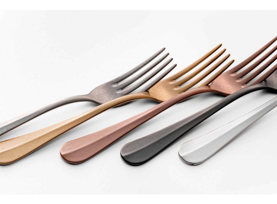 Luxury Design Steel Cutlery Vintage Colored Effect 24 Pieces - Tigger Viadurini