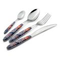 Steel and Plastic Cutlery Colored Decoration with Tiger 24 Pcs - Alessandra