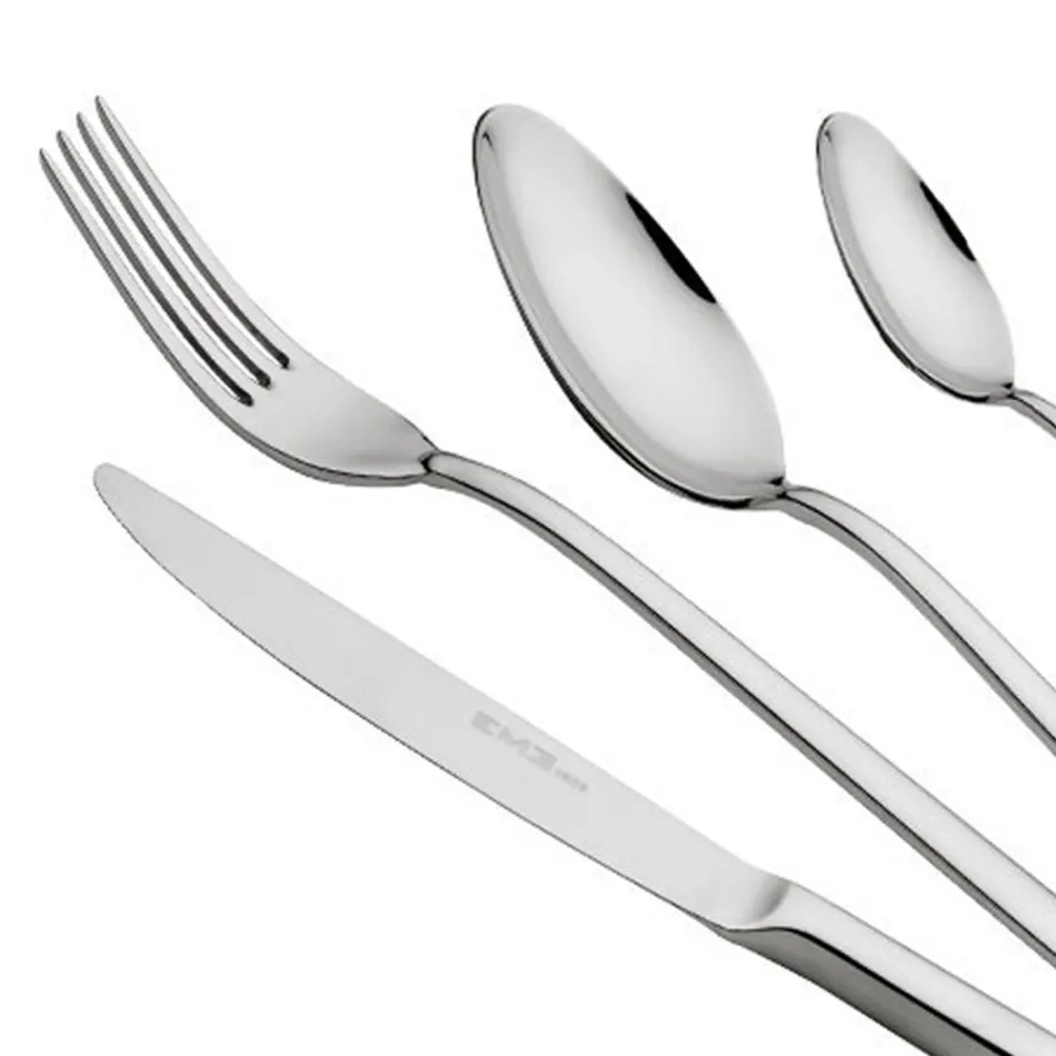 Polished Stainless Steel Cutlery Empty Handle Modern Design 24 Pcs - Tail Viadurini
