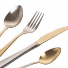 24-Piece Gold and Silver Gradient Matte Stainless Steel Cutlery - Posh Viadurini