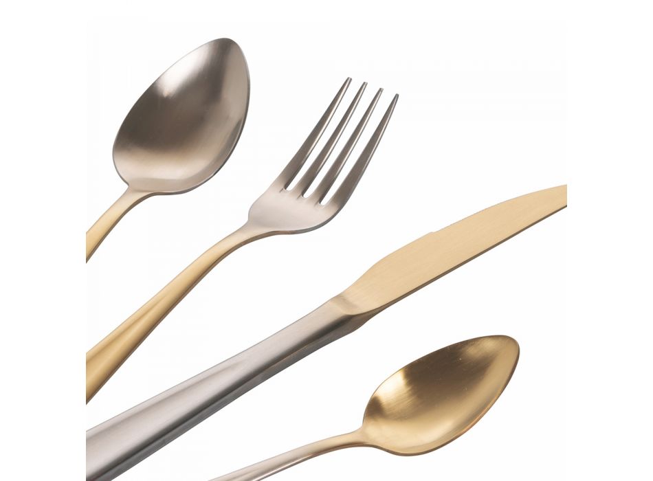 24-Piece Gold and Silver Gradient Matte Stainless Steel Cutlery - Posh