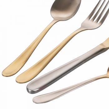 24-Piece Gold and Silver Gradient Matte Stainless Steel Cutlery - Posh