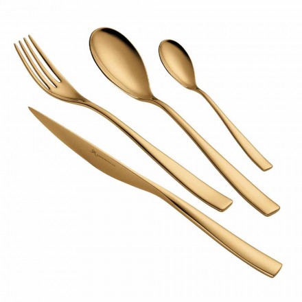 24 Piece Luxury Design Cutlery in Sandblasted or Colored Polished Steel - Timidy Viadurini