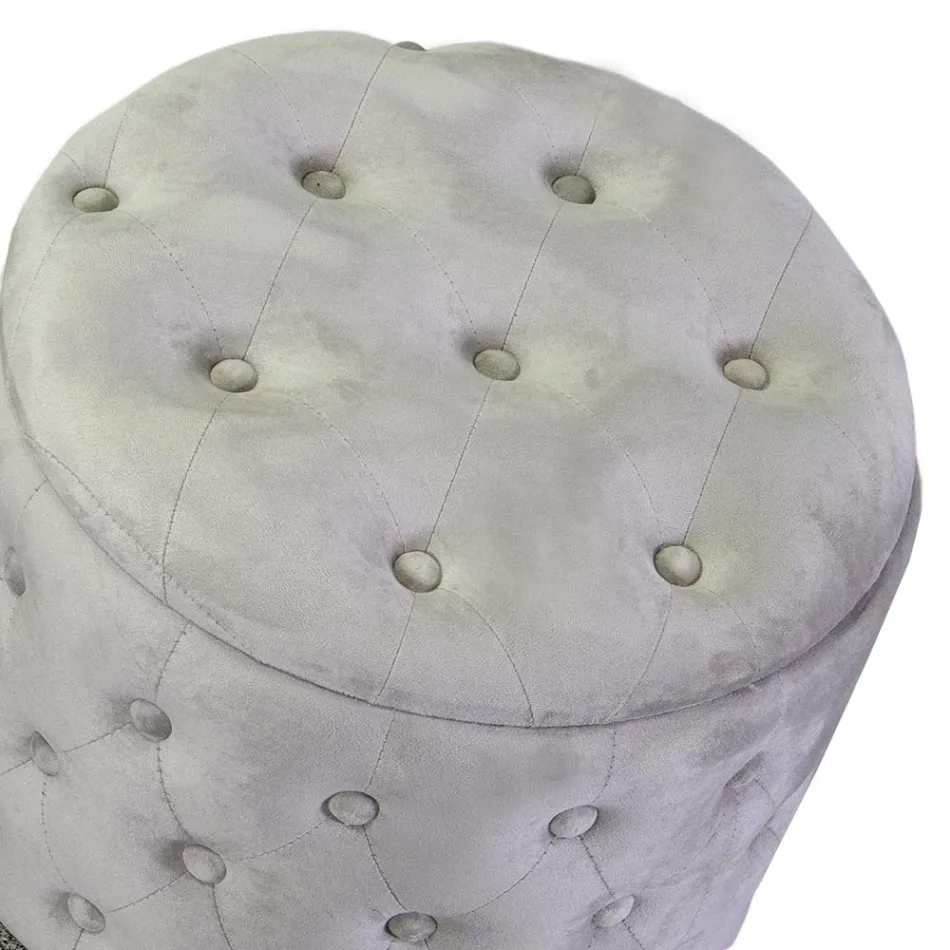 Pouf with Container Covered in Capitoné Velvet with Buttons - Arcipelago Viadurini