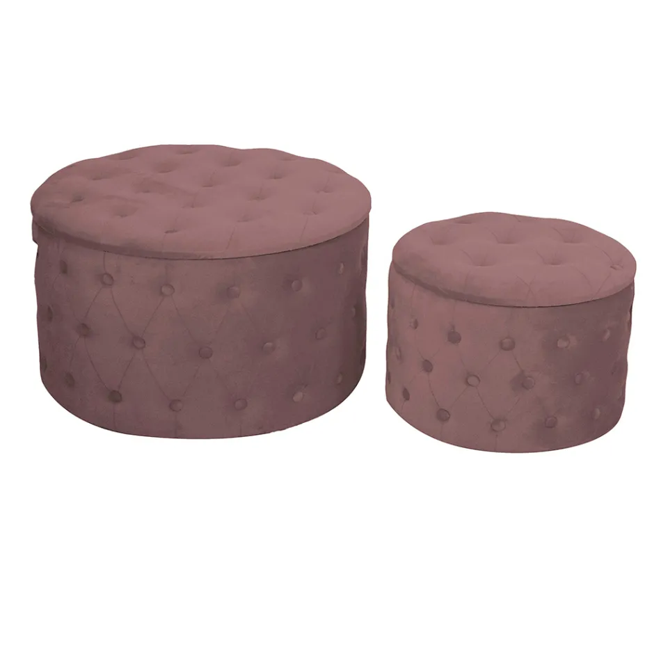 Pouf with Container Covered in Capitoné Velvet with Buttons - Arcipelago Viadurini