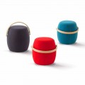 Pouf with colored handle in fabric, produced in Italy, Foligno