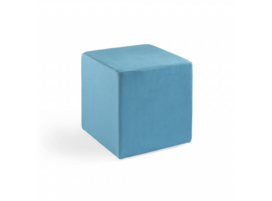 Cubic Pouf in Turquoise Fabric Made in Italy - Rugiada Viadurini