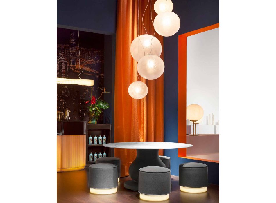 Pouf for Outdoor, in Polyethylene and Fabric or Leather - Mara Slide Viadurini