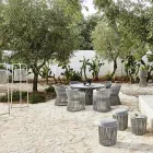Garden Pouf with Aluminum and Weaving Basket - Tibidabo by Varaschin Viadurini