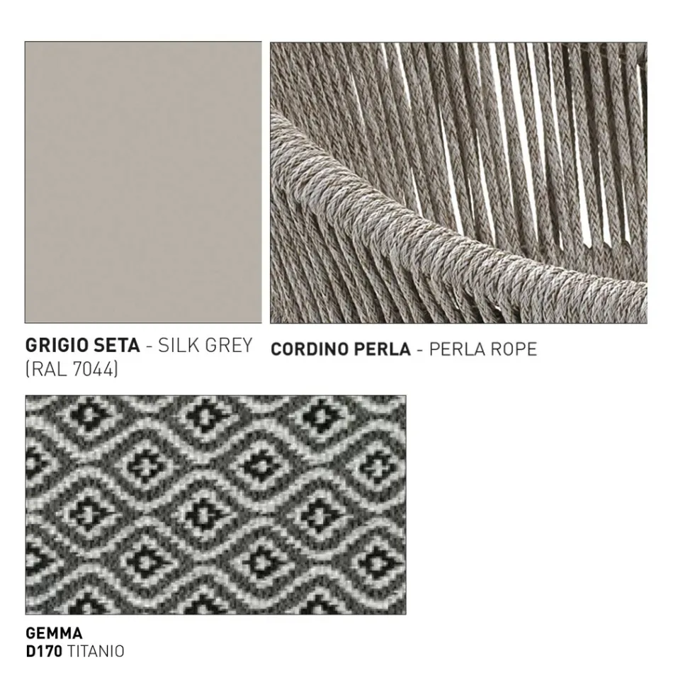 Garden Pouf with Aluminum and Weaving Basket - Tibidabo by Varaschin Viadurini