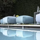 Fabric Garden Pouf with Metal Feet Made in Italy - Butter Viadurini