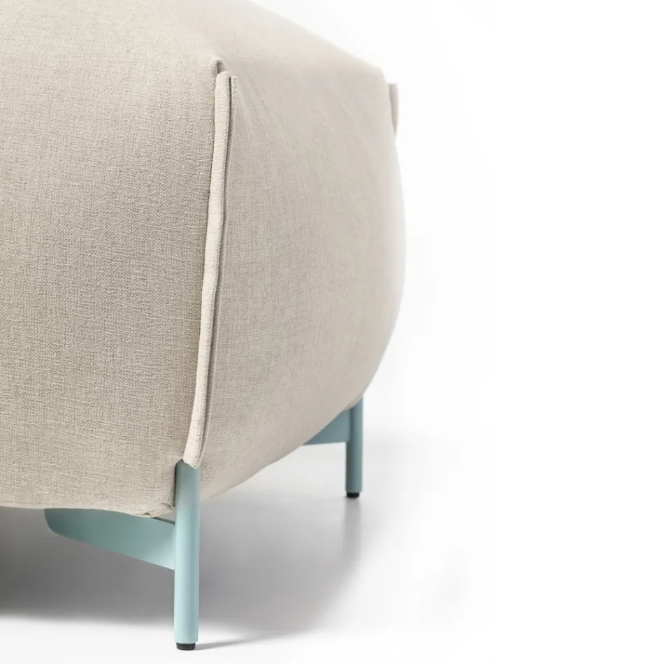 Fabric Garden Pouf with Metal Feet Made in Italy - Butter Viadurini