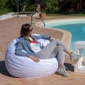 Round Garden Pouf Covered in Removable Waterproof Nylon - Mambo