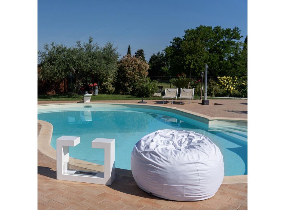 Round Garden Pouf Covered in Removable Waterproof Nylon - Mambo Viadurini