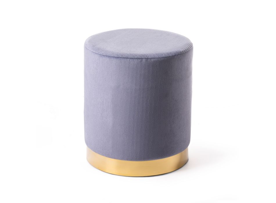Living Room Pouf in Colored Corduroy with Metal Base - Travel Viadurini