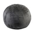 Round Living Room Pouf Upholstered in Velvet with Double Closure - Berlin